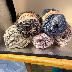 Premier Home Yarn Set - Black, Gray, Blue, Multicolor 100% Cotton